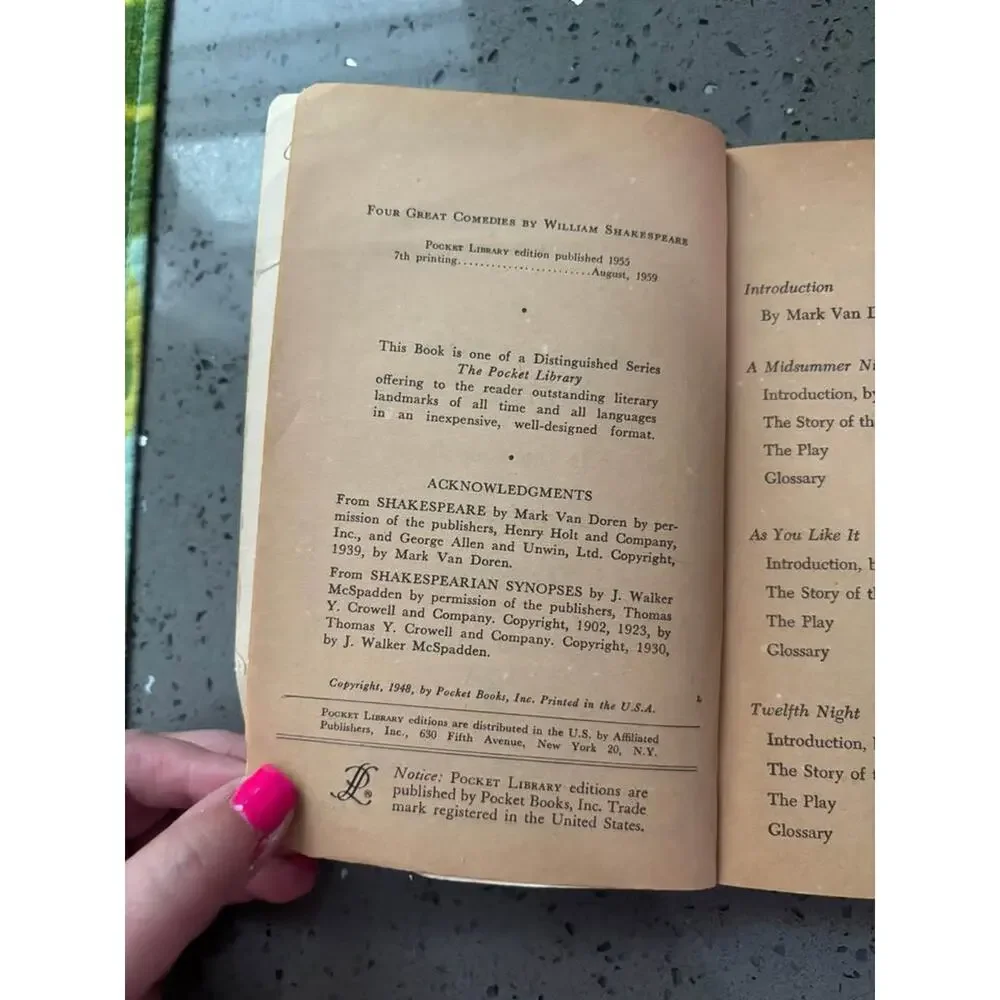 Vintage William Shakespeare Four Comedies Pocket Sized Book Copyright 1948